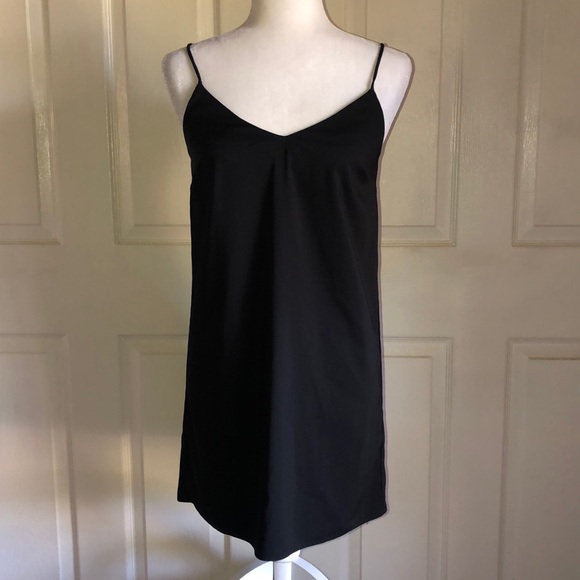 black spaghetti strap slip dress